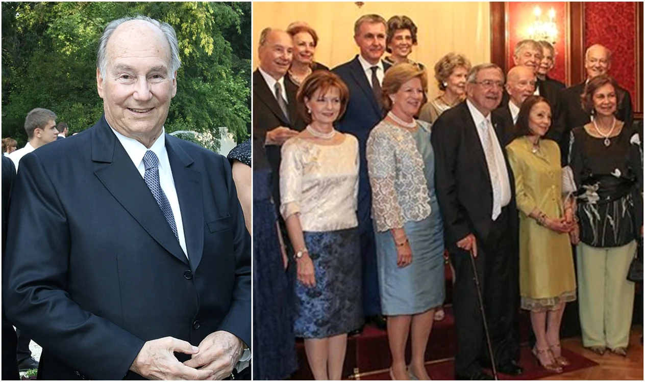Prințul Karim Aga Khan IV se cunoștea cu Margareta, Principele Radu, Regina Anne Marie, Regele Constantin, Regele Simeon al Bulgariei, Regina Sofia Casa Majestății Sal jpg