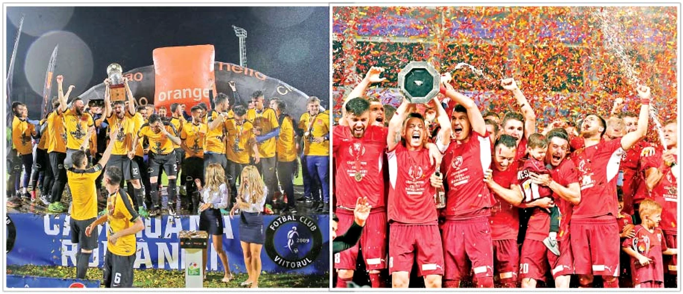 
    Viitorul a cucerit în premieră  titlul de campioană  în urmă cu două luni; FC Voluntari a dat lovitura  în finala Cupei României,  învingând pe Astra  şi cucerind primul  trofeu din istoria clubului   