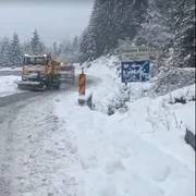 Ninsori abundente la munte, cu până la 35 de cm strat de zăpadă pe DN 7A FOTO: captură video FB