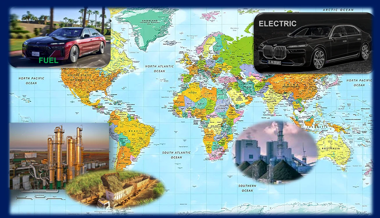 BMW 760i, motor cu ardere cu 8 cilindri pentru SUA (stânga), BMW i7 xDrive60 electric pentru Europa