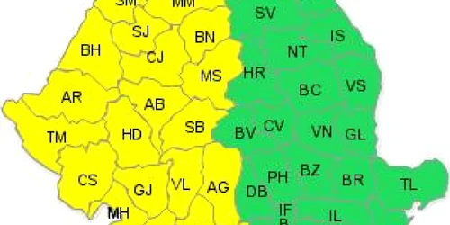 Codul galben este valabil şi pentru judeţul Teleorman