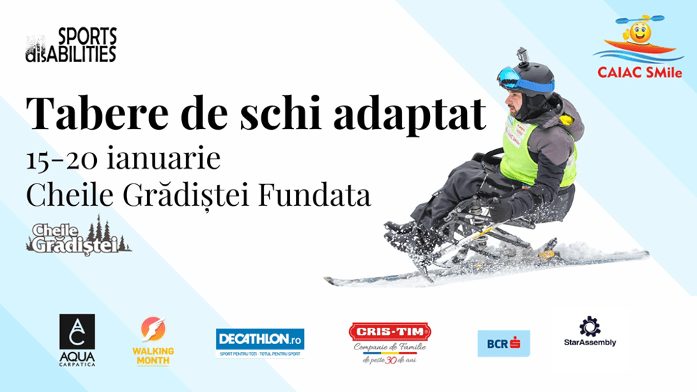 1.000 de persoane cu dizabilități vor schia pe pârtiile din România, prin inițiativa Caiac SMile