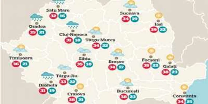 Temperaturile în weekend
