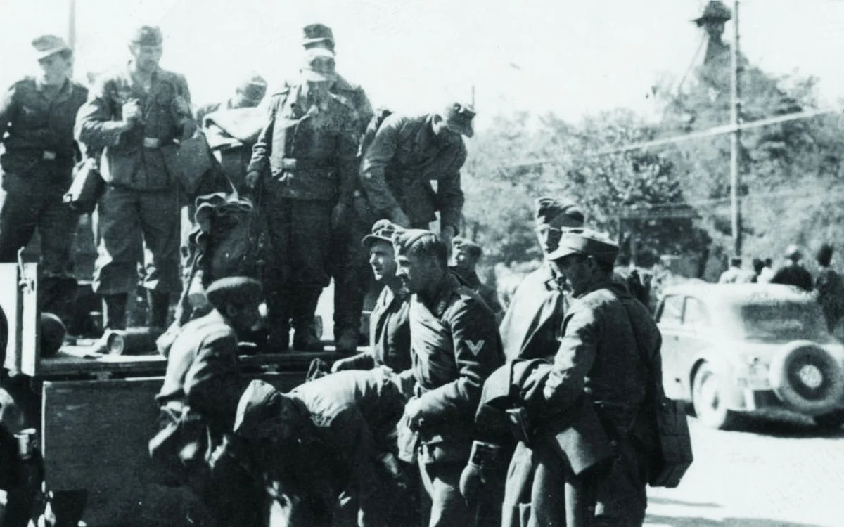 Prizonieri germani capturați de trupele române în București
