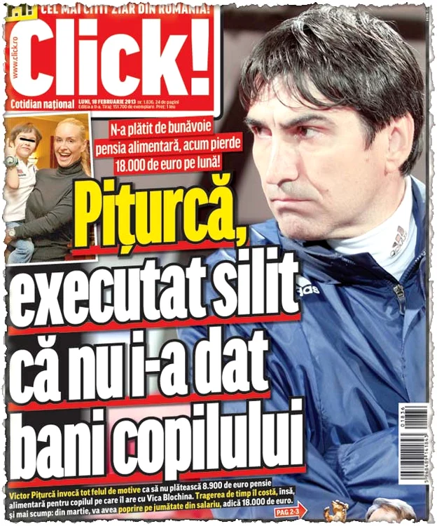 Click! v-a informat ieri  că, începând din luna  martie, selecţionerului  i se va pune poprire pe  salariu, jumătate din ce  câştigă lunar, adică în jur  de 18.000 de euro