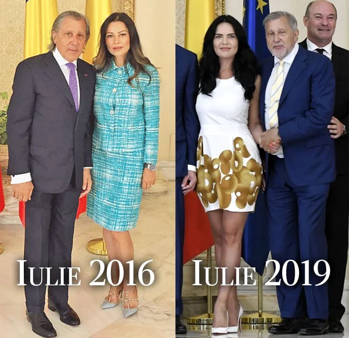 
    2016. Ilie Năstase şi Brigitte Sfăt / 2019. Ilie Năstase şi Ioana Simionfoto: colaj Click!  