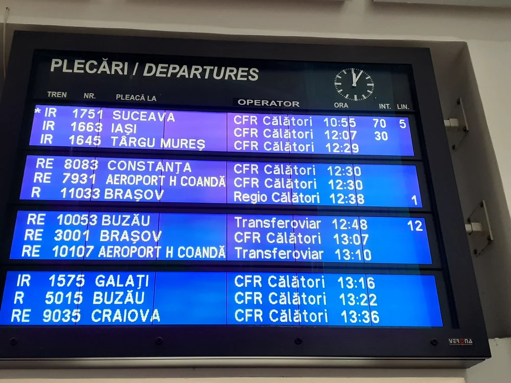 Așa arăta tabela din Gara de Nord vineri, la ora 12.00. Foto: Click!