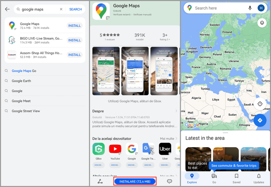 Aplicațiile Google, inclusiv Google Maps, merg acum pe smartphone-urile HUAWEI și pot fi descărcate direct din AppGallery