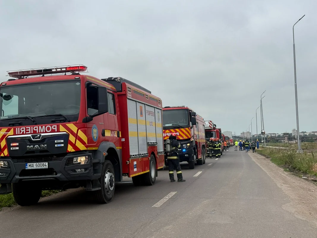 Mobilizare de forțe în zona în care a explodat drona FOTO: ISU Constața