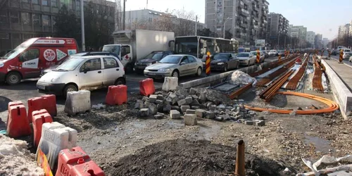 Lucrari la linia de tramvai pe soseaua Pantelimon din Bucuresti 29 Ianuarie 2016 FOTO Sever Gheorghe