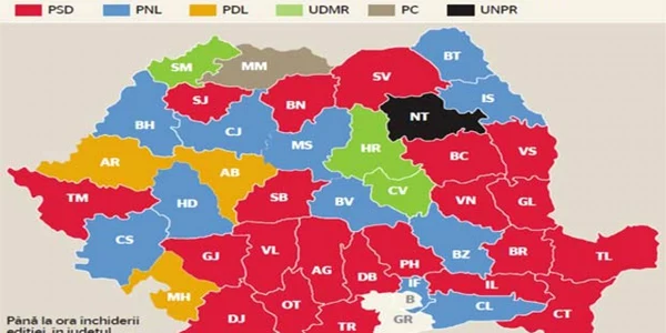 Harta politică: Preşedinţii consiilor judeţene