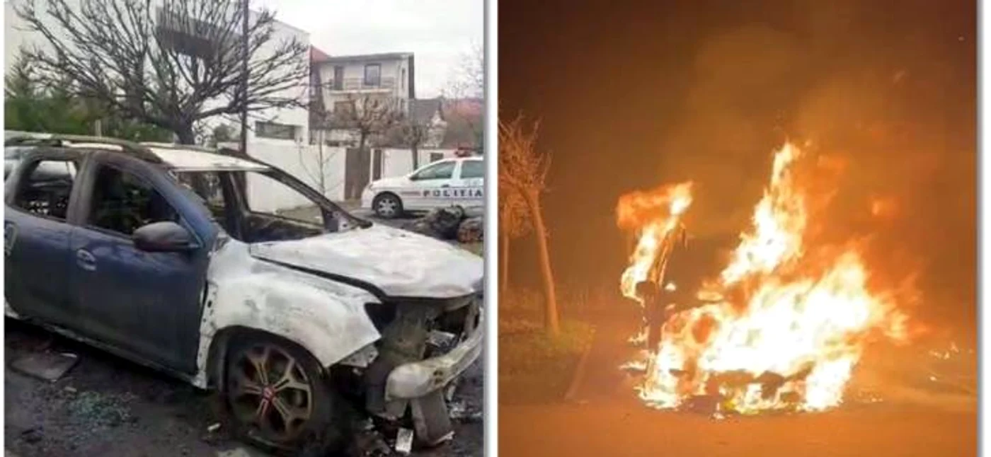 Mașină incendiată în Timișoara