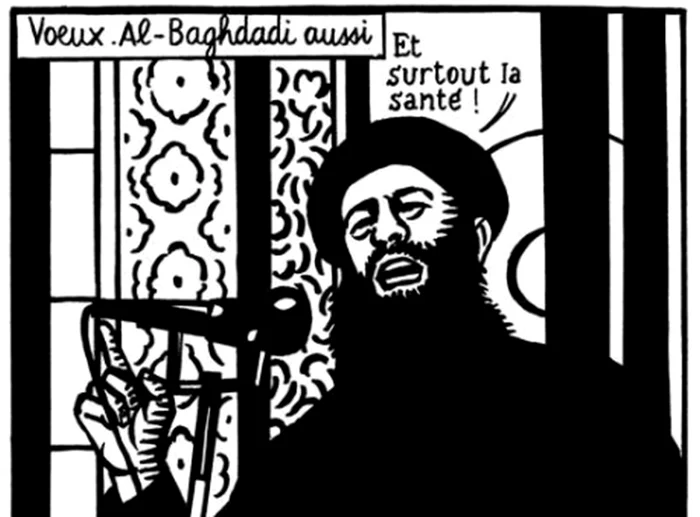 Ultima caricatură a Charlie Hebdo postată pe Facebook cu doar o oră înainte de atentatul terorist din redacţie. Desenul îl reprezintă pe liderul Statului Islamic, „califul“ Al-Baghdadi