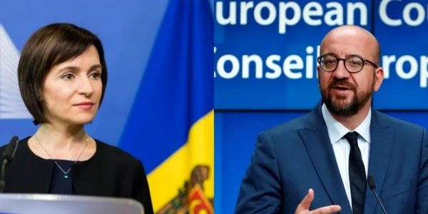 Maia Sandu si Charles Michel