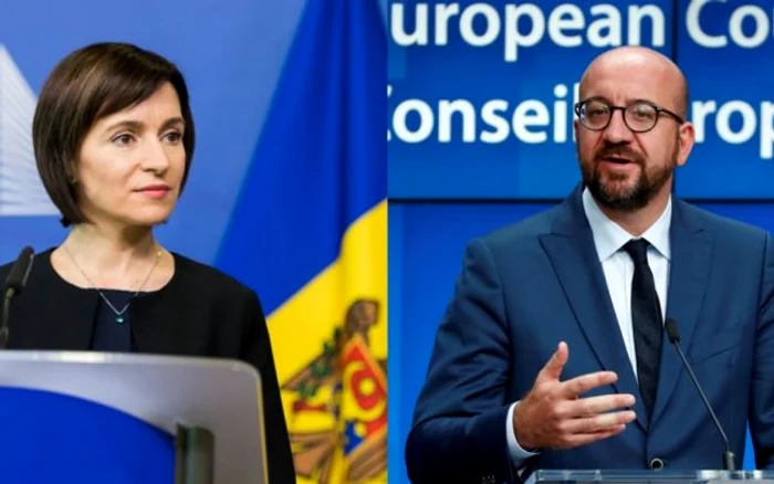 Maia Sandu si Charles Michel