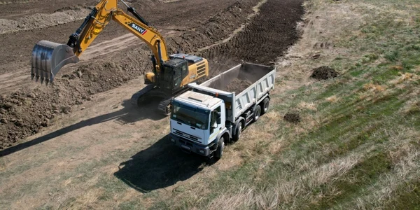 Şantierul drumului de legătură între A1 şi Timişoara FOTO DRDP Timişoara