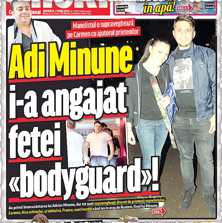 Carmen, fiica lui Adrian  Minune, a fugit de acasă, în mai  2014, pentru fostul iubit, Franco