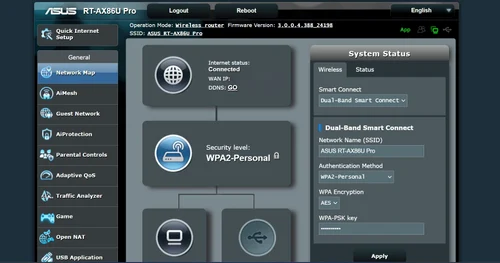 Interfața din browser a routerului ASUS RT AX86U Pro (1) jpg