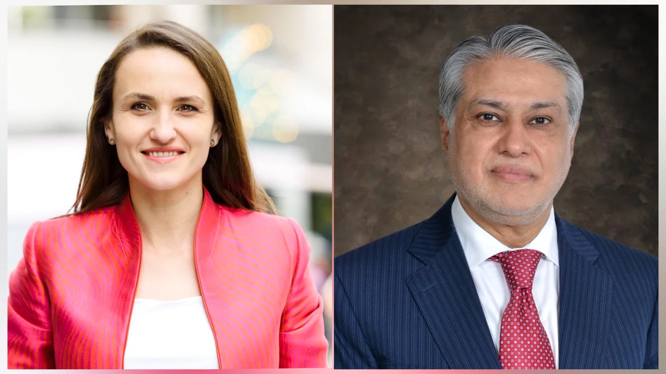 Oana Țoiu și  Mohammad Ishaq Dar FOTO: Facebook