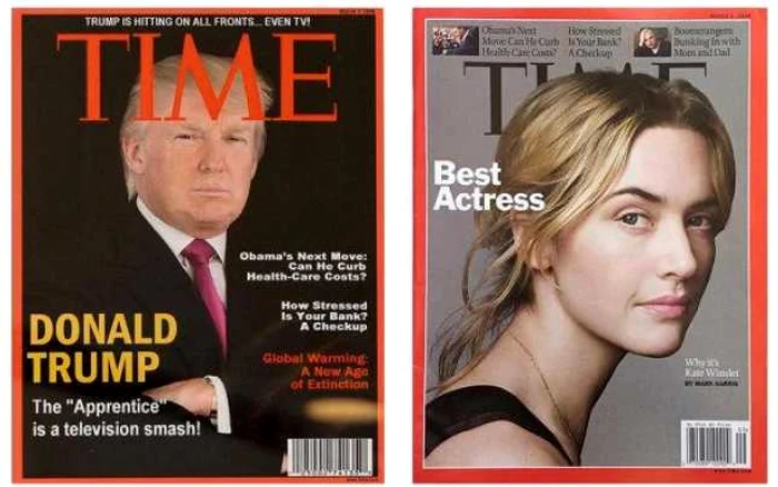 Coperta TIME trucată, cu Trump pe copertă, şi cea adevarată cu actriţa Kate Winslet