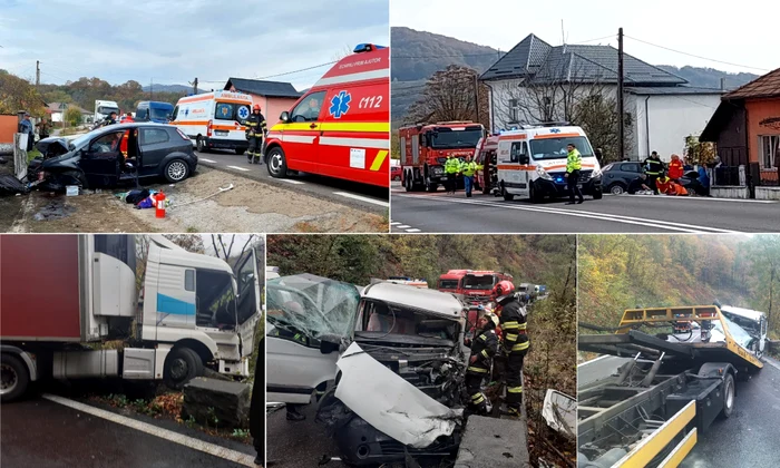 Accidente rutiere de pe DN7 Valea Oltului în Vâlcea Foto Colaj