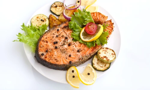 salmon with vegetables and lemon jpeg