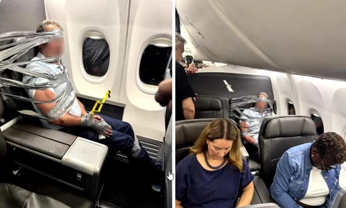 pasager imobilizat banda adeziva foto X aviationbrk jpg