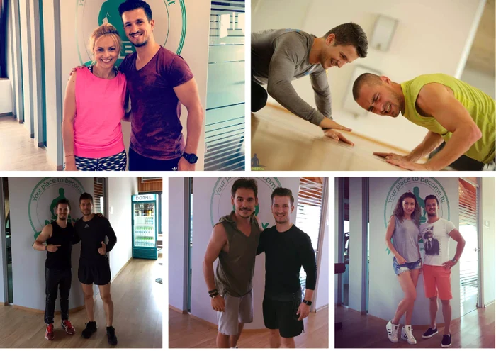 Florin Neby, la sala lui de fitness, alături de o parte dintre vedetele cu care a lucrat