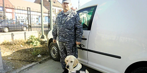 Labradorul Hugo, alături de colegul său de echipă, Jean Şuvagău