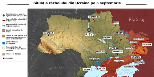 Hartaă cu situația pe front în Ucraina pe 5 septembrie FOTO Profimedia 
