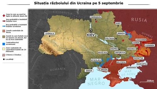 Hartaă cu situația pe front în Ucraina pe 5 septembrie FOTO Profimedia 