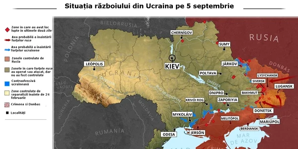Hartaă cu situația pe front în Ucraina pe 5 septembrie FOTO Profimedia 