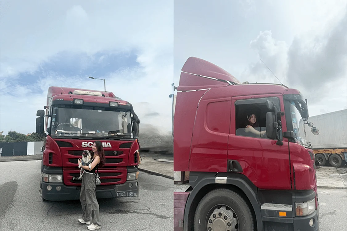 Tânăra conduce un mastodont la fel de bine ca un șofer profesionist de TIR. FOTO The Standard