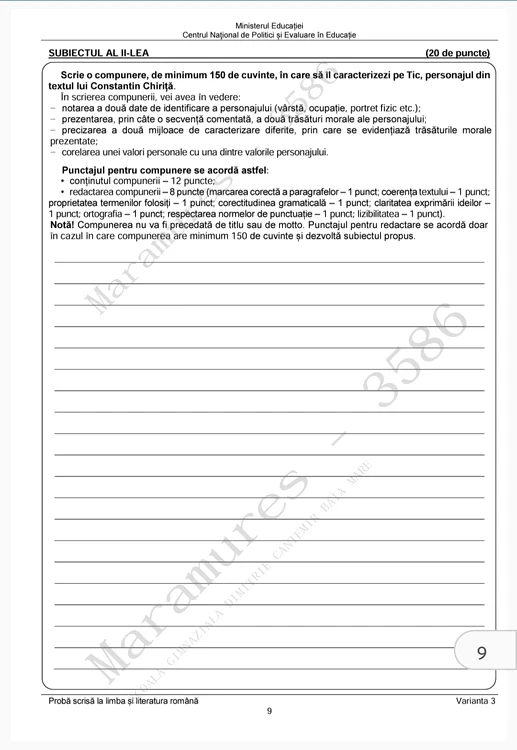 subiecte romana evaluarea nationala 2024