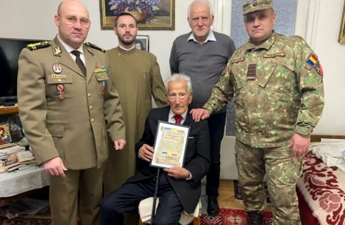 Colonelul în retragere Nicolae Streianu, la vârsta de 99 de ani FOTO expressdebanat.ro