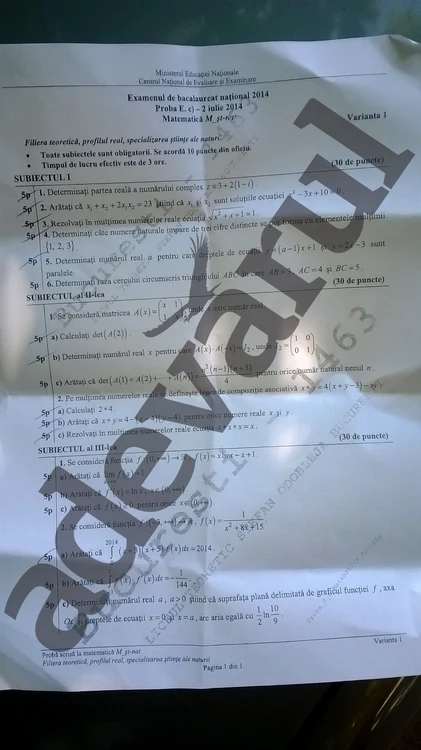 Subiecte BAC 2014 la matematică