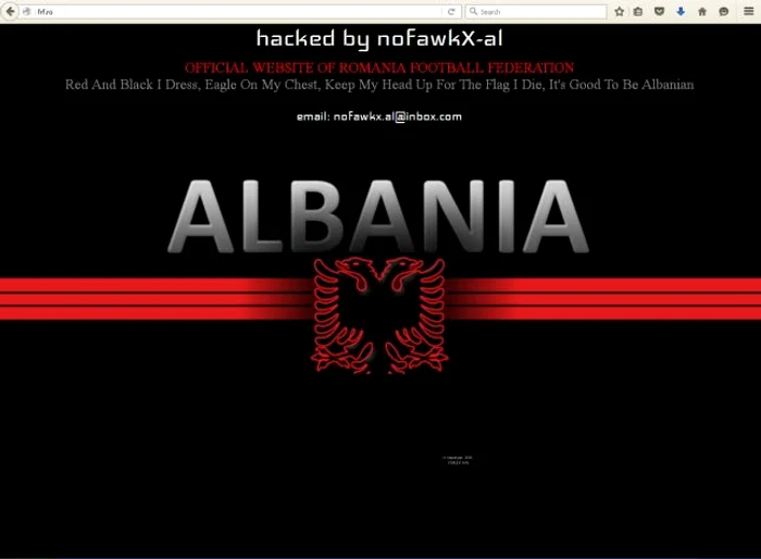 
    Siteul www.frf.ro a fost spart de hackeri albanezicaptură foto  