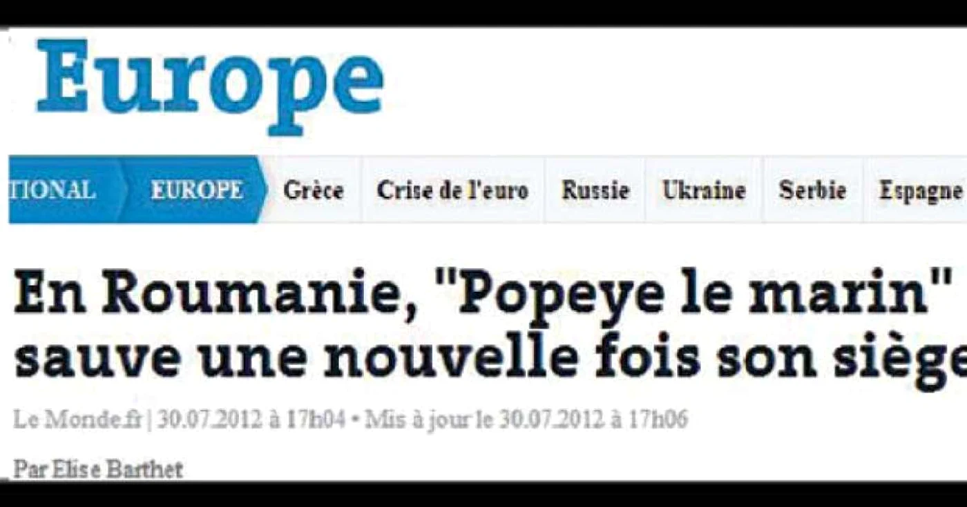 Le Monde „Preşedintele Băsescu, supranumit «Popeye Marinarul», îşi salvează scaunul“