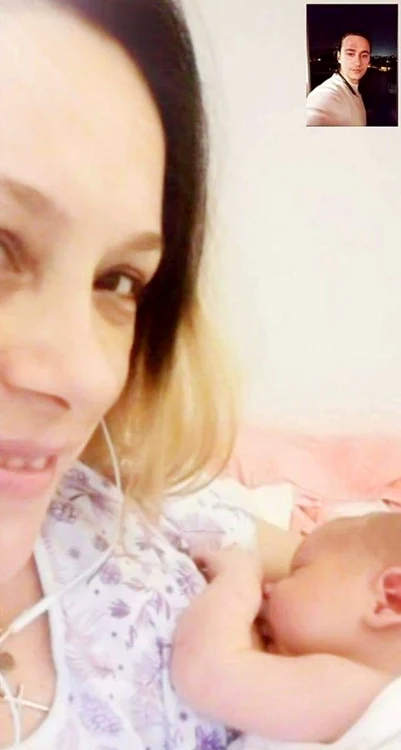 
    Soțul Daliei și-a văzut bebelușul pe webcam, din cauza restricțiilor Covid, din maternitatefoto: arhivă personală  