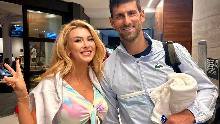 Andreea Bălan și Novak Djokovici, la Australian Open. Foto Instagram