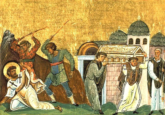 Martiriul Sfântului Apostol Timotei - miniatură din Menologhionul lui Vasile al II-lea Macedoneanu