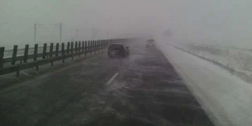 Viscol pe autostradă. Trafic dificil pe A2