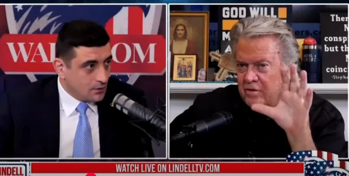 George Simion a făcut declarații halucinante în interviul cu Steve Bannon FOTO Captură video