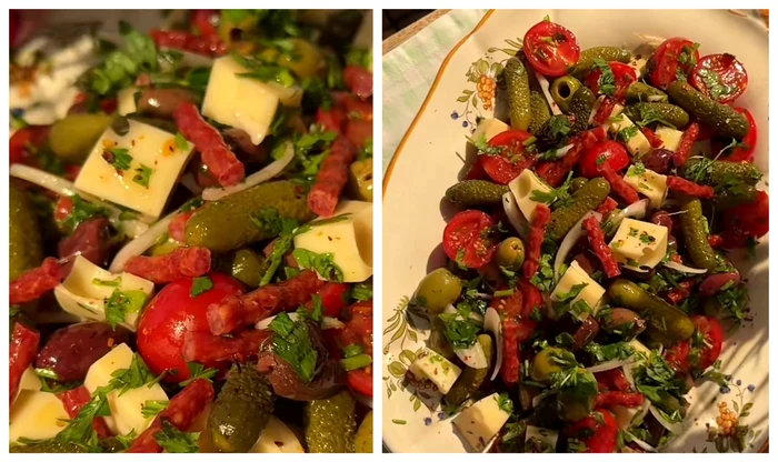 Salată cu cârnați sticks / FOTO: Colaj captură video TikTok