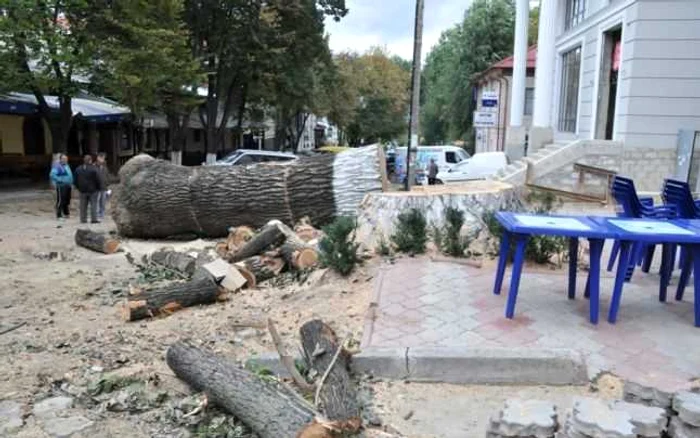Lucrările de amenajare a străzii pietonale Alexandru Diordiţă sunt în plină desfăşurare Foto: Adevărul