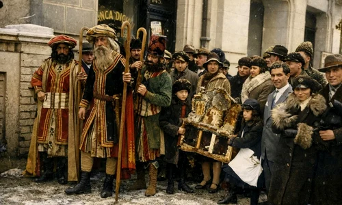 Fotografie din Arhiva Muzeului Municipiului București, colorizată online (ChatGPT)