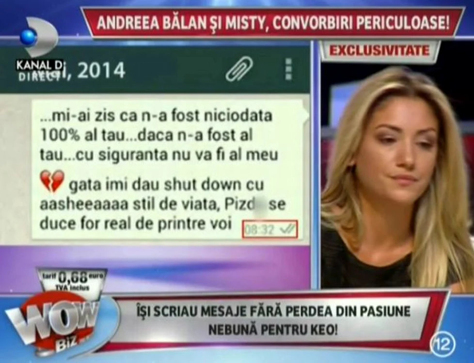 Andreea Bălan îi vorbea urât lui Misty