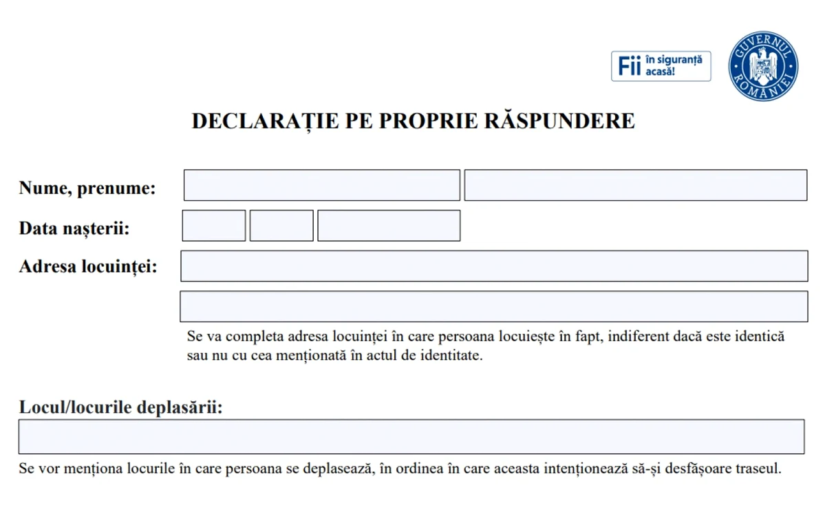 Declaratia pe propria raspundere.