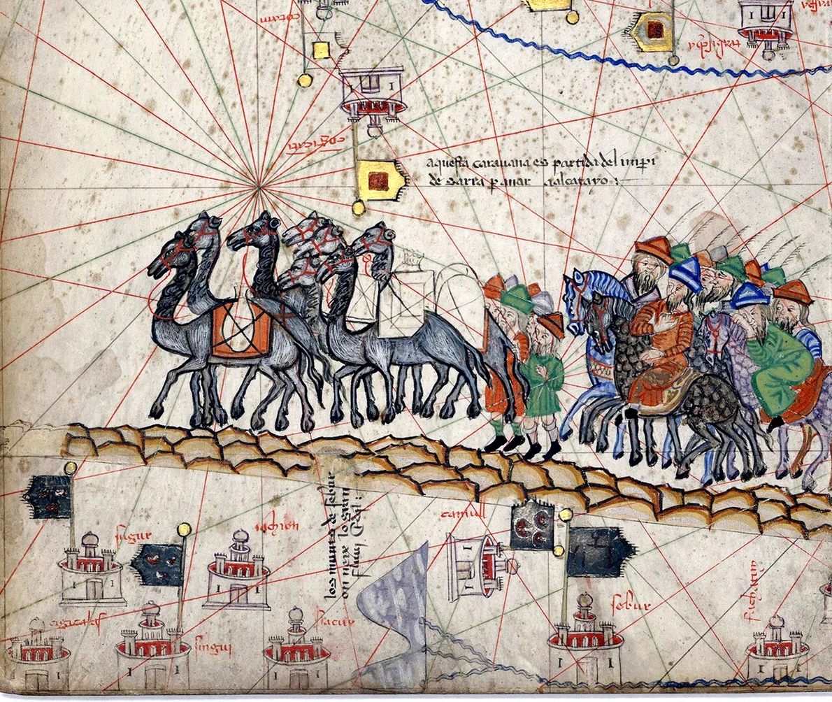 Caravană pe Drumul Mătăsii. Miniatură medievală (© Gallica Digital Library)