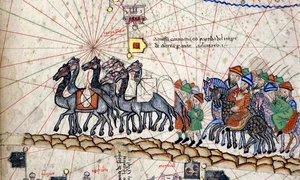 Caravană pe Drumul Mătăsii. Miniatură medievală (© Gallica Digital Library)
